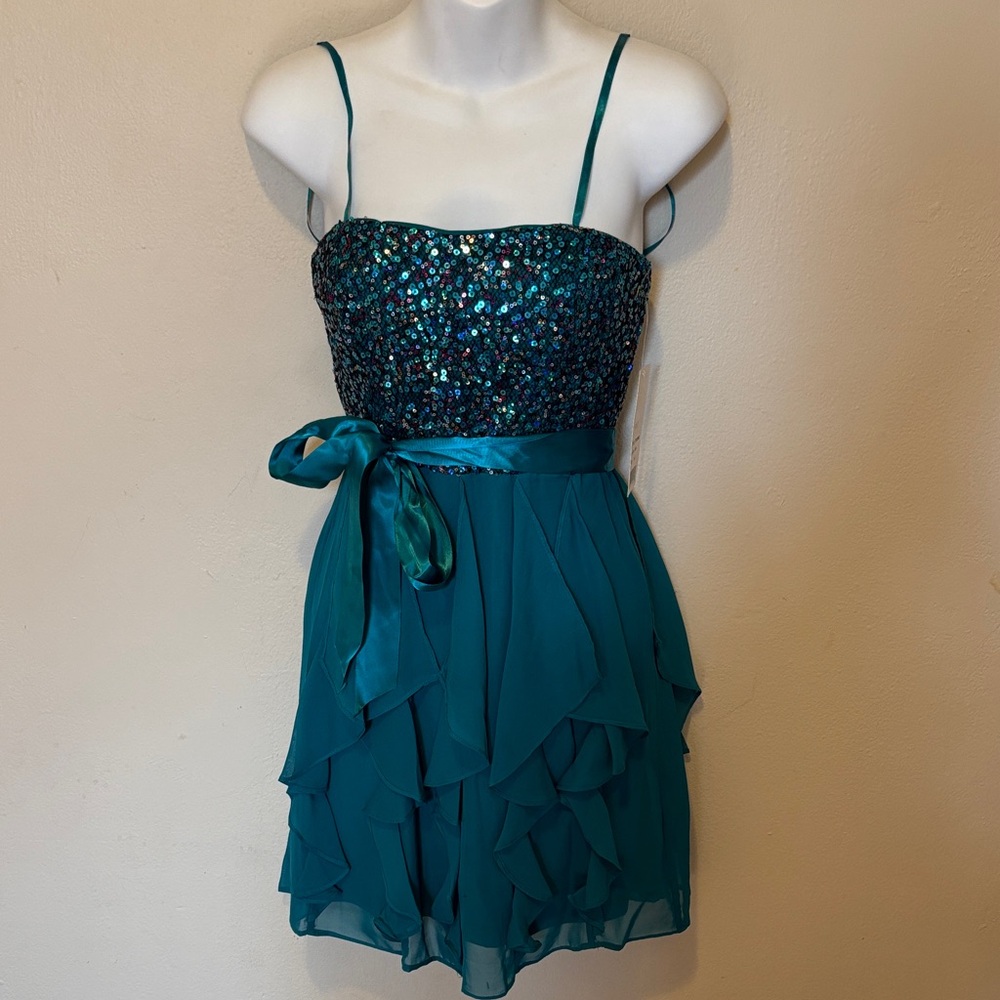 Hailey Logan Teal Sequin Dress